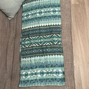 J. Jill Faire Isle Watercolor Quartz Multi Teal Blue Green Wool Infinity Scarf